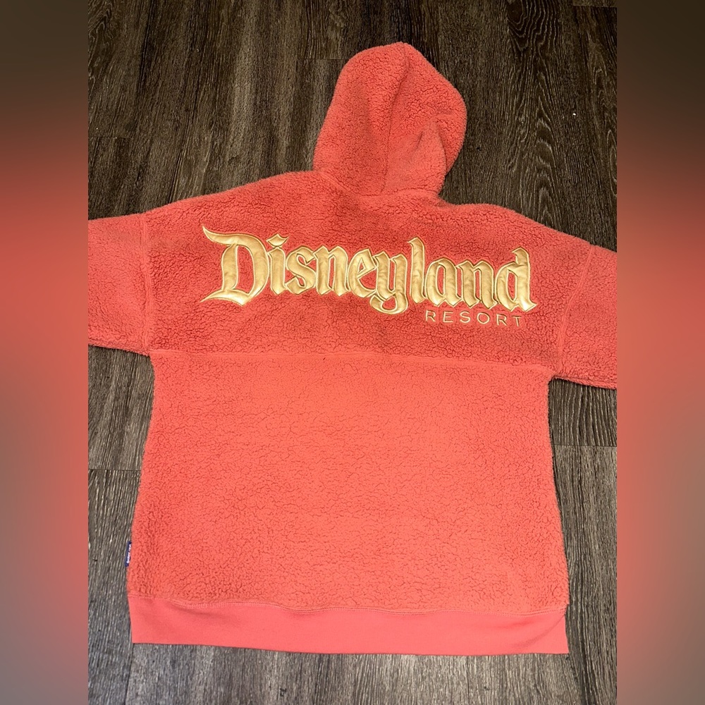 DISNEY DISNEYLAND Pink Gold Sherpa Hoodie Spirit Jersey Size XLarge